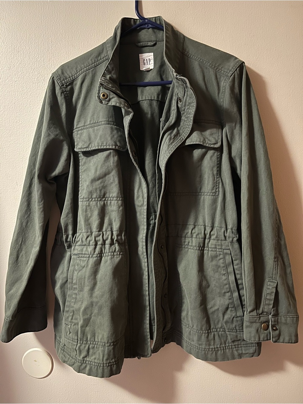 GAP Women’s Military-Style Field Canvas Jacket in Olive Green XL